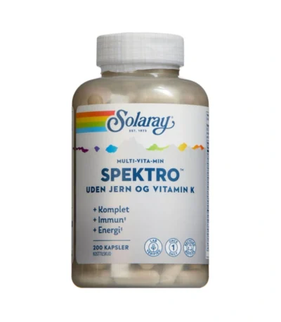 Solaray Spektro Uden Jern og Vitamin K – 200 stk