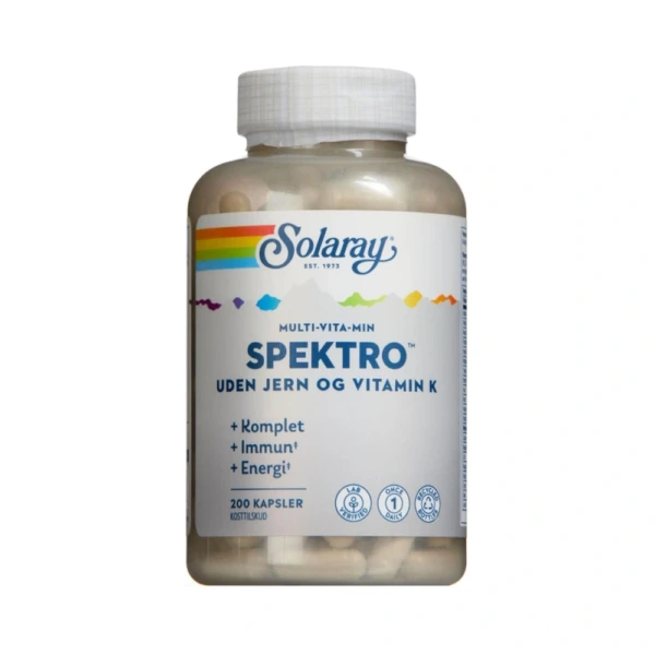 Solaray Spektro Uden Jern og Vitamin K – 200 stk
