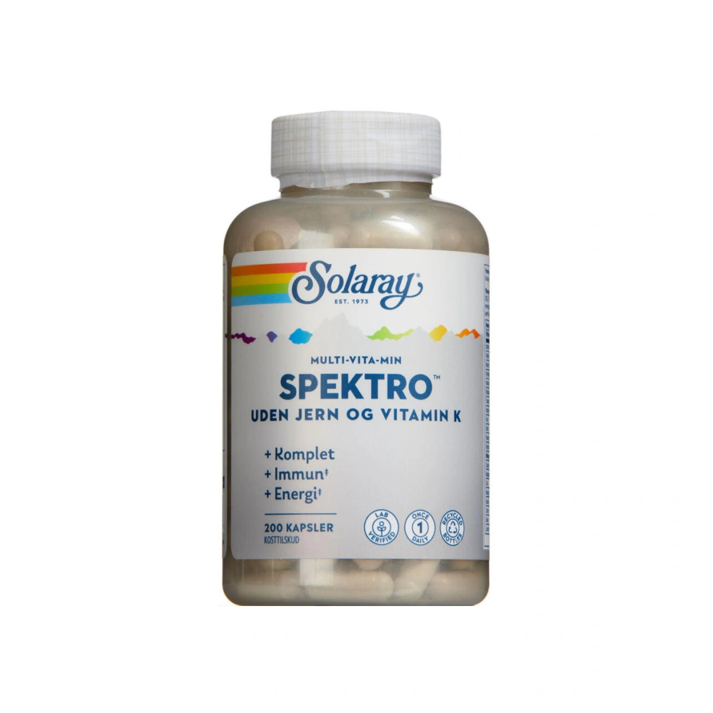 Solaray Spektro Uden Jern og Vitamin K – 200 stk