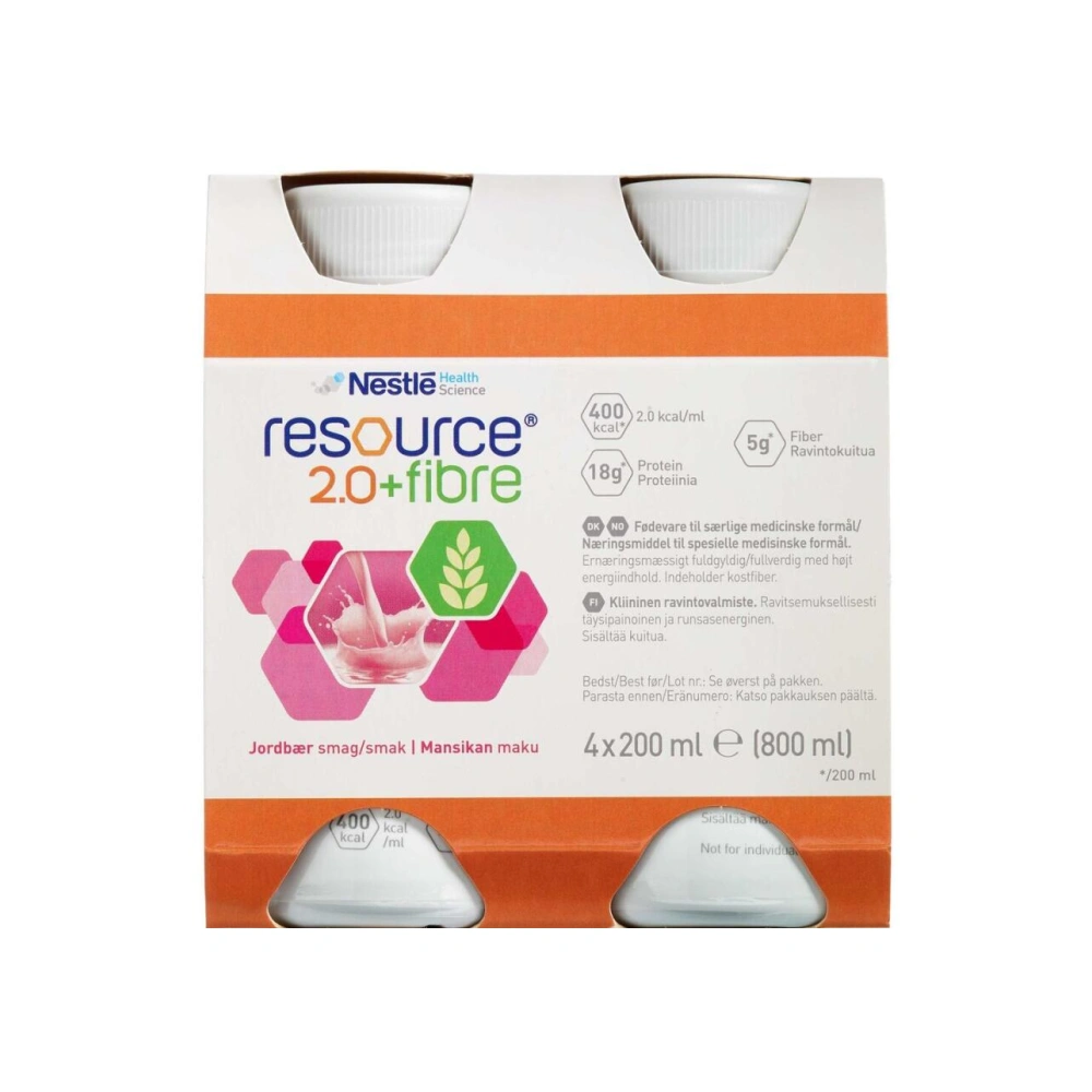 Resource 2.0 + Fibre Jordbær – 4 x 200 ml
