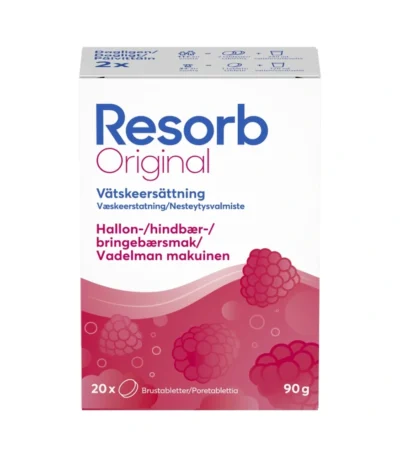 Resorb Original Hindbær - 2 x 10 brusetabletter