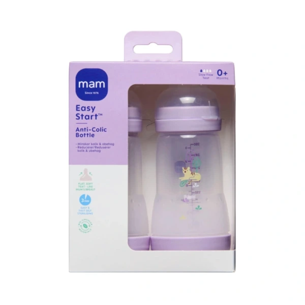 MAM Anti-Colic Sutteflaske 0+ Assorterede Farver – 2 stk