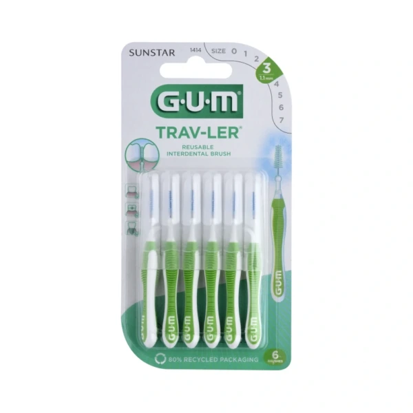 GUM TRAV-LER Mellemrumsbørste 1414 1,1mm – 6 stk