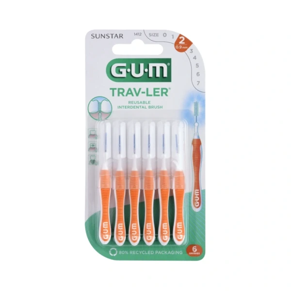 GUM TRAV-LER Mellemrumsbørste 1412 0,9mm – 6 stk