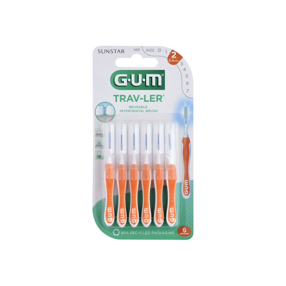 GUM TRAV-LER Mellemrumsbørste 1412 0,9mm – 6 stk