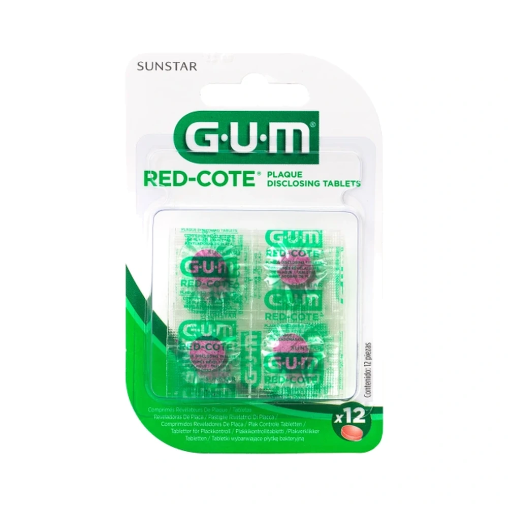 GUM RED-COTE Indfarvningstabletter – 12 stk