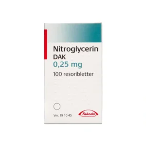 Takeda pharma a/s Nitroglycerin “DAK” 0,25 mg – 100 stk Resoribletter, sublinguale