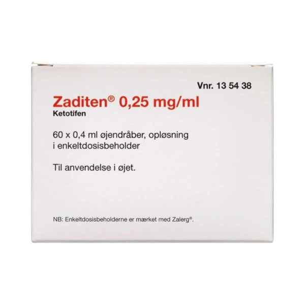 2care4 Zaditen Øjendråber 0,25 mg/ml enkeltdosis - 60 stk