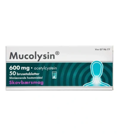 Mucolysin 600 mg Skovbær - 50 brusetabletter