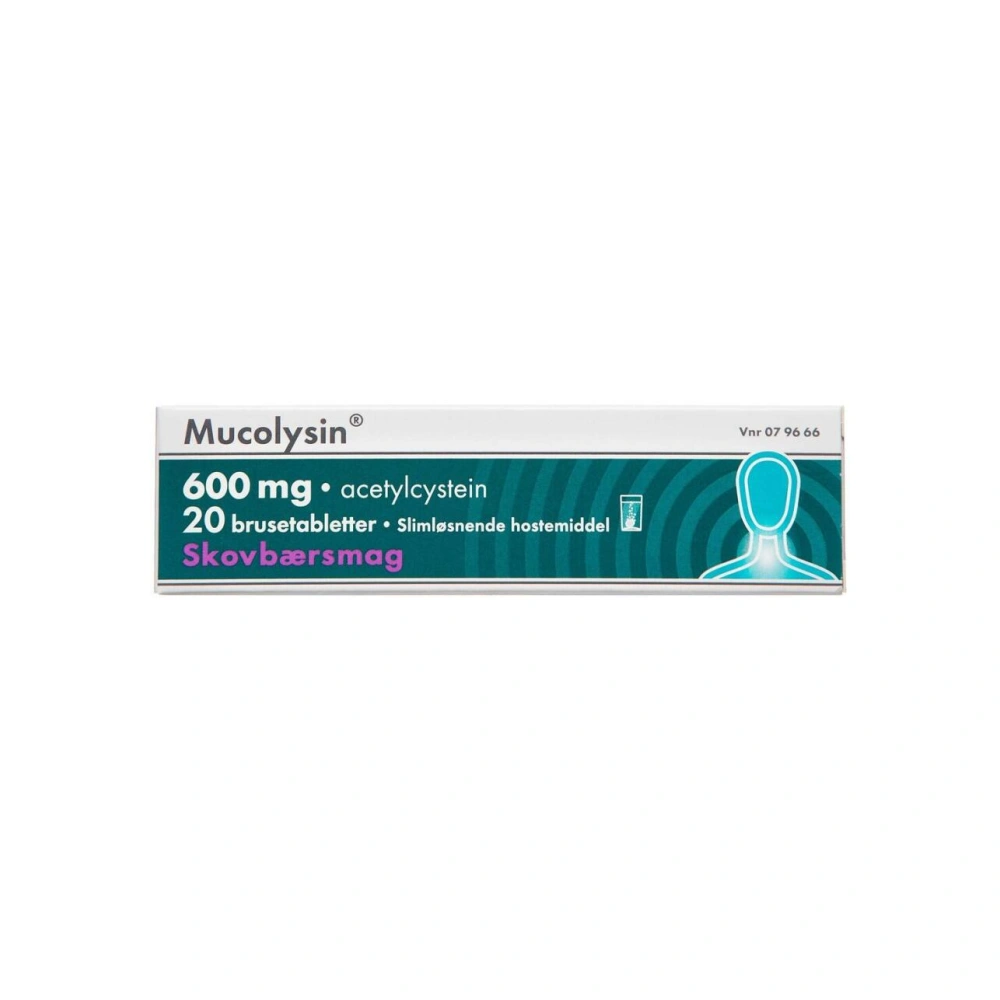 Mucolysin 600 mg Skovbær - 20 brusetabletter