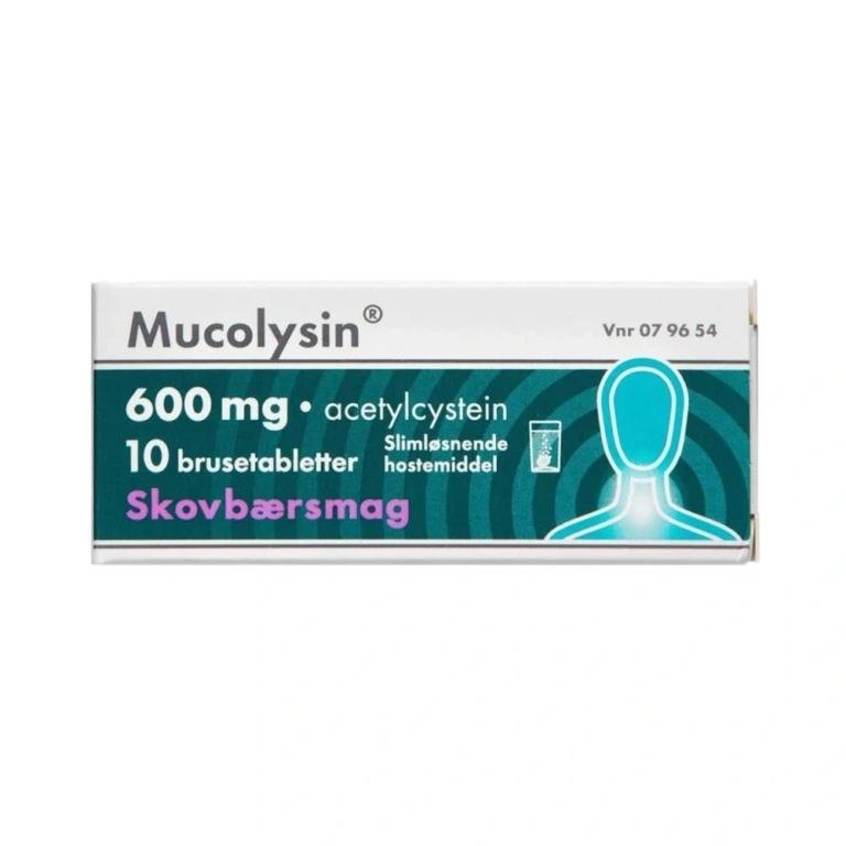Mucolysin 600 mg Skovbær - 10 brusetabletter