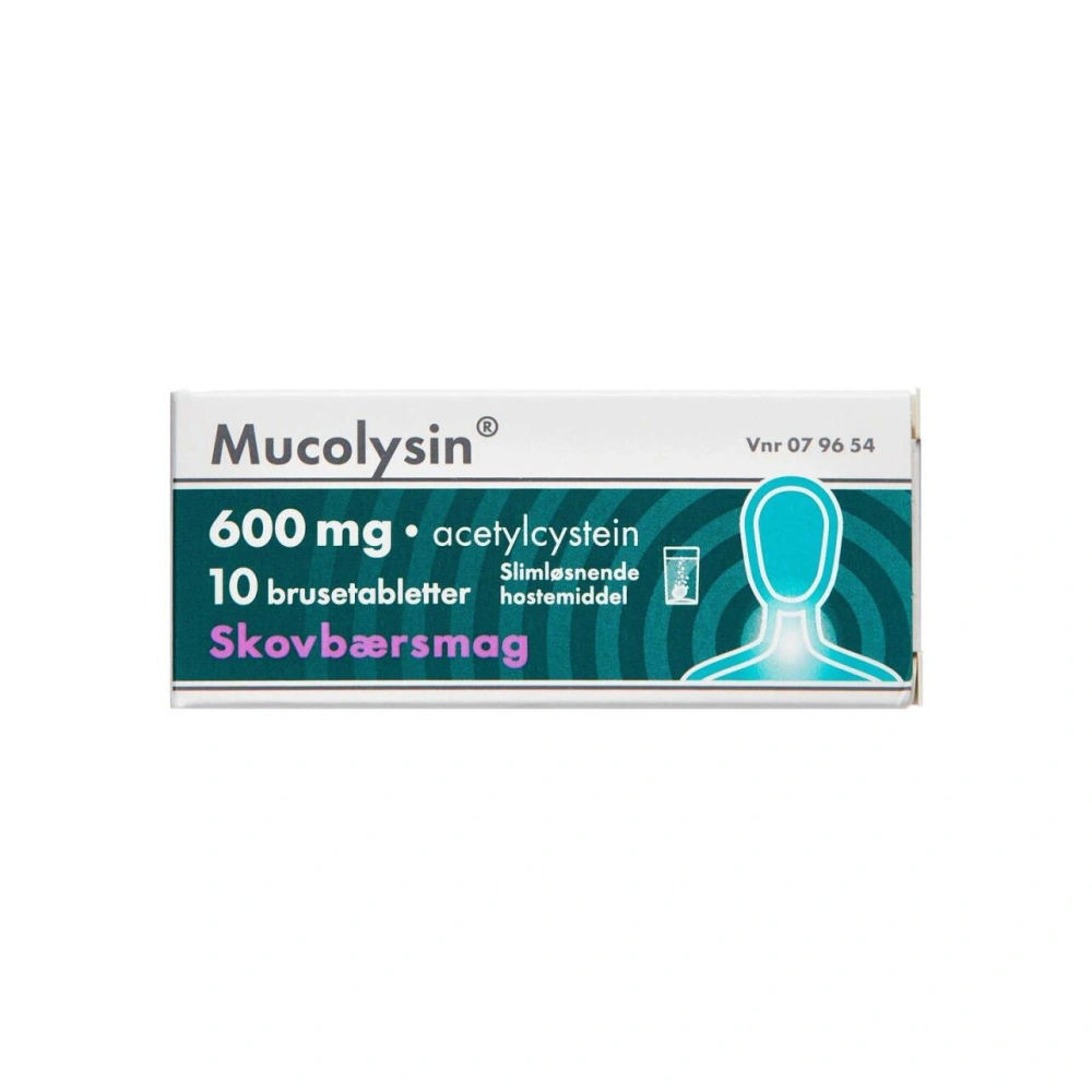 Mucolysin 600 mg Skovbær - 10 brusetabletter