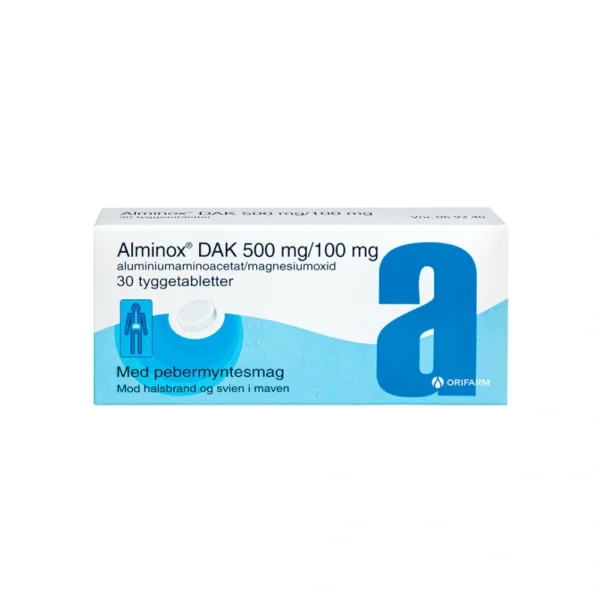 Alminox DAK tyggetabletter 500 mg + 100 mg - 30 stk