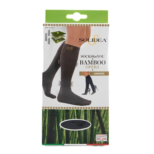 Solidea bamboo opera sort unisex støttestrømper Str. XXL - 1 par
