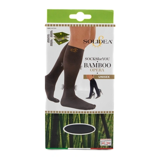 Solidea bamboo opera sort unisex støttestrømper Str. XL - 1 par