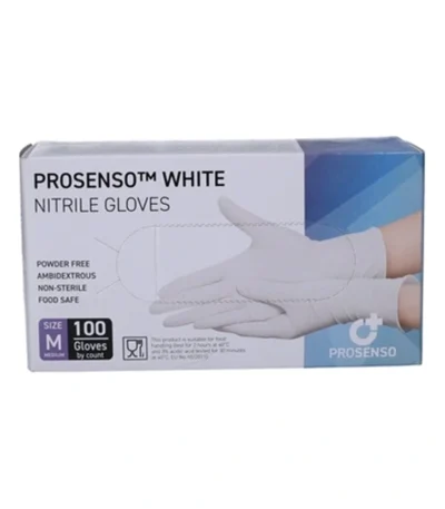 Prosenso White Nitrilhandske Medium – 100 stk