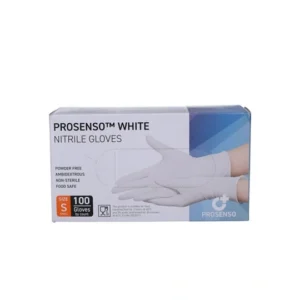 Prosenso White Nitrilhandske Small – 100 stk