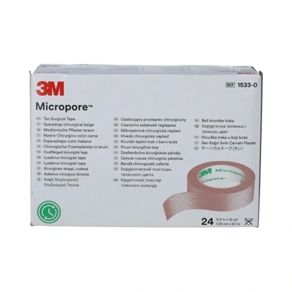 Micropore Kirurgisk Tape Brun 1,25 cm x 9,14 m – 24 stk