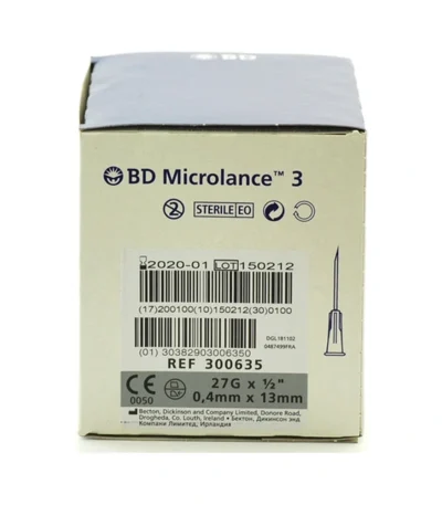 BD Microlance 27 g x 1/2″ – 0,4 x 13 mm (Grå) – 100 stk