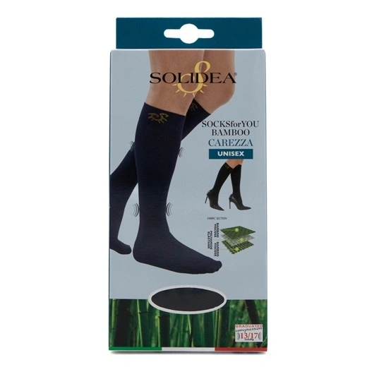 Solidea bamboo carezza sort unisex støttestrømper Str. S - 1 par