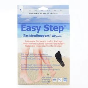 Easy Step Knæstrømpe Åben tå Sort Medium plus - 1 par
