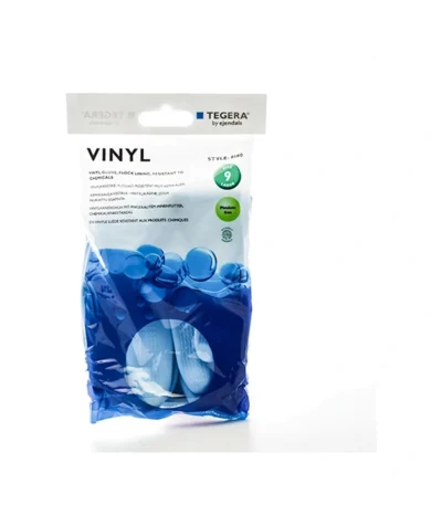 Tegera Vinyl Handsker blå L – 1 par