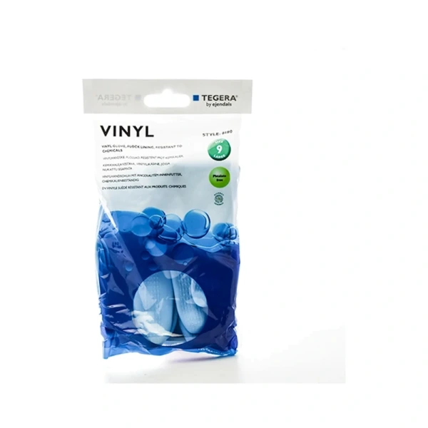 Tegera Vinyl Handsker blå L – 1 par