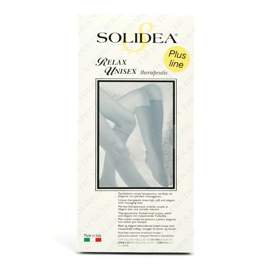 Solidea relax unisex therapeutic Natur støttestrømpe med lukket tå Str. L - 1 par