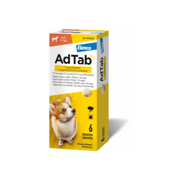 AdTab tyggetabletter til hunde >5.5-11 kg 225 mg - 6 stk