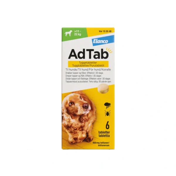 AdTab tyggetabletter til hunde >11-22 kg 450 mg - 6 stk