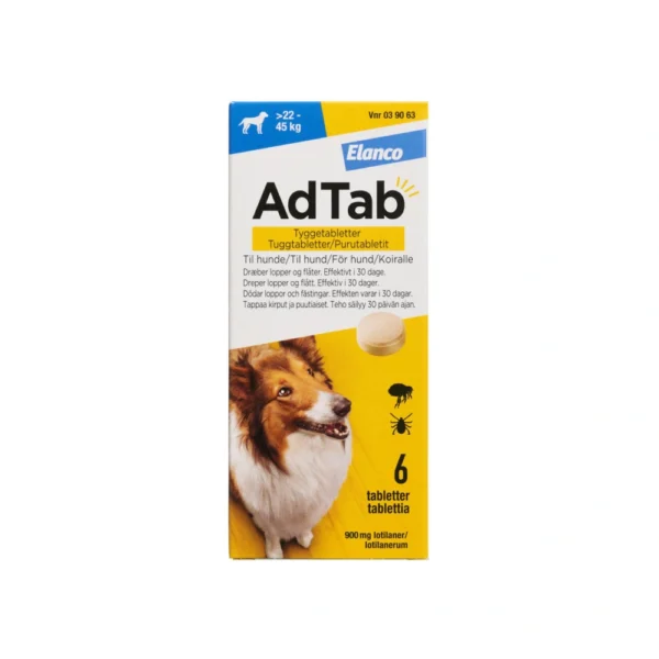 AdTab tyggetabletter til hunde >22-45 kg 900 mg - 6 stk