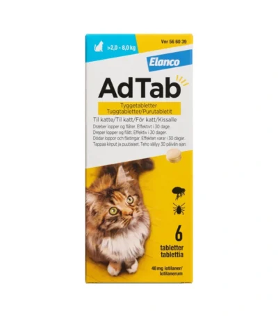 AdTab tyggetabletter til katte >2.0-8.0 kg 48 mg - 6 stk