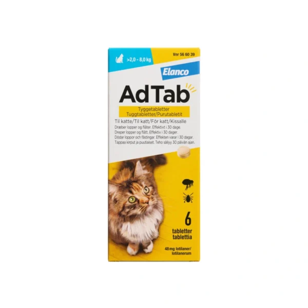 AdTab tyggetabletter til katte >2.0-8.0 kg 48 mg - 6 stk