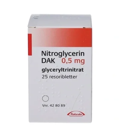 Nitroglycerin DAK Resoribletter 0,5 mg - 25 stk