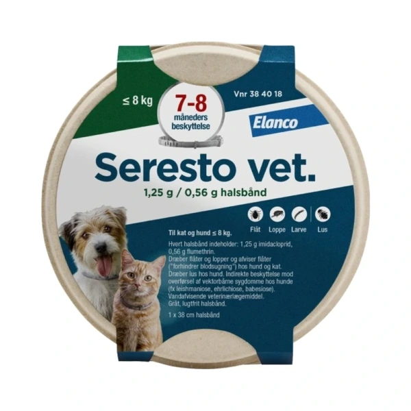 Seresto Vet flåthalsbånd til kat/hund 0-8 kg - 1 stk