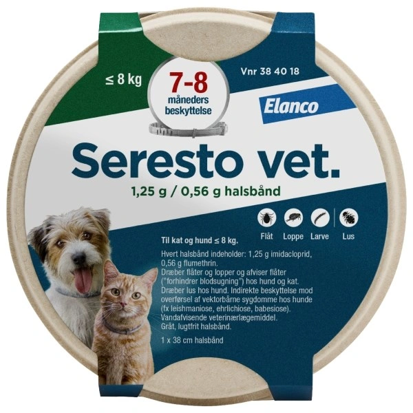 Seresto Vet flåthalsbånd til kat/hund 0-8 kg - 1 stk