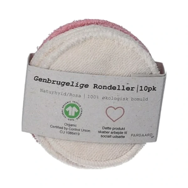Pargaard Genbrugelige rondeller naturhvid & rosa - 10 stk