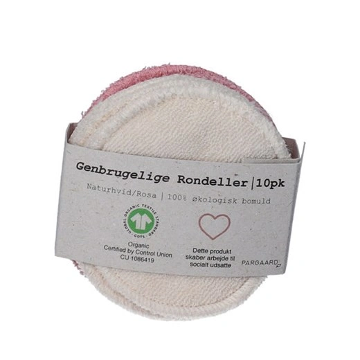 Pargaard Genbrugelige rondeller naturhvid & rosa - 10 stk