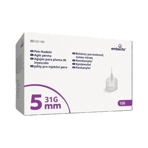Embecta Penkanyler (31G) 0,25 x 5 mm - 100 stk