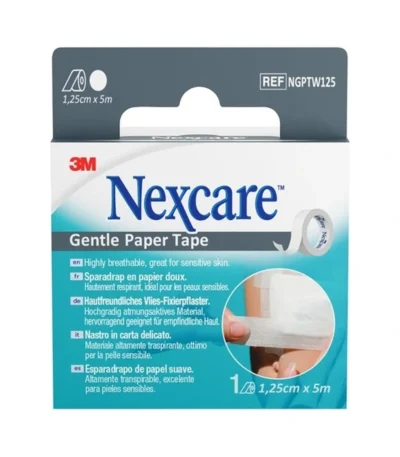 3M Nexcare Gentle Paper Tape hvid 1,25 cm x 5 m - 1 stk