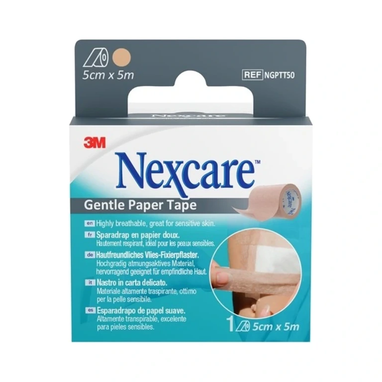 3M Nexcare Gentle Paper Tape 5 cm x 5 m – 1 stk 3M Nexcare Gentle Paper Tape 5 cm x 5 m - 1 stk