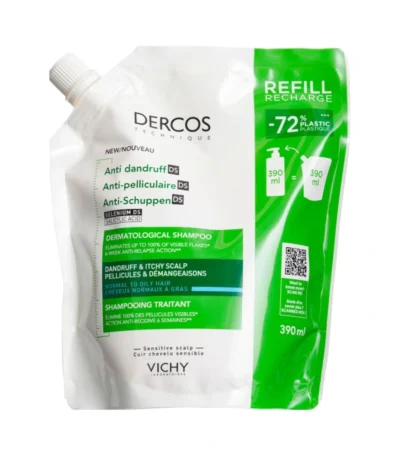 Vichy Dercos Anti-Dandruff Shampoo Oily & Normal Hair Refill - 390 ml