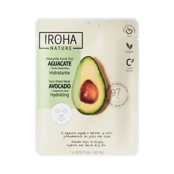 IROHA Hydrating Face Sheet Mask Avocado 20 ml - 1 stk